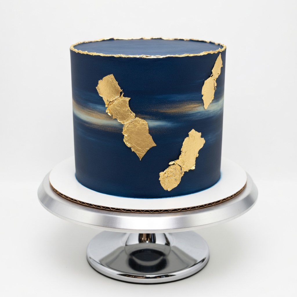 Navy & Gold Leaf Cake