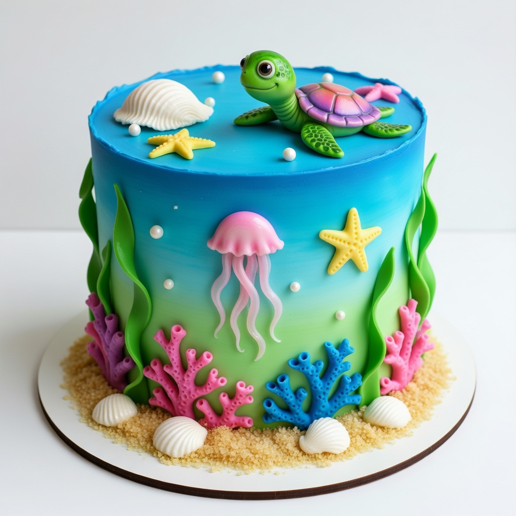 Under the Sea Turtle Cake