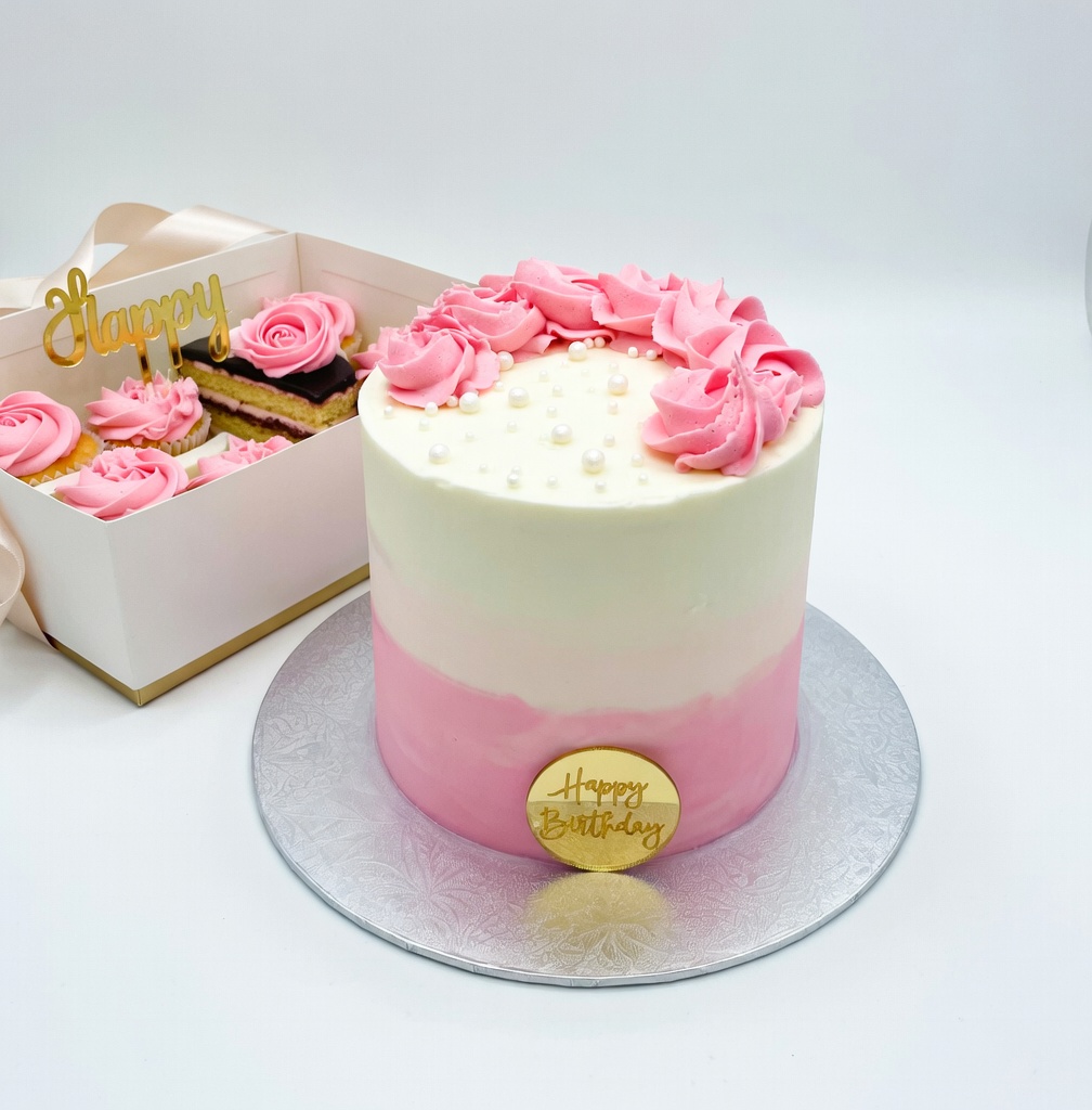 Pink Ombre Rose Cake